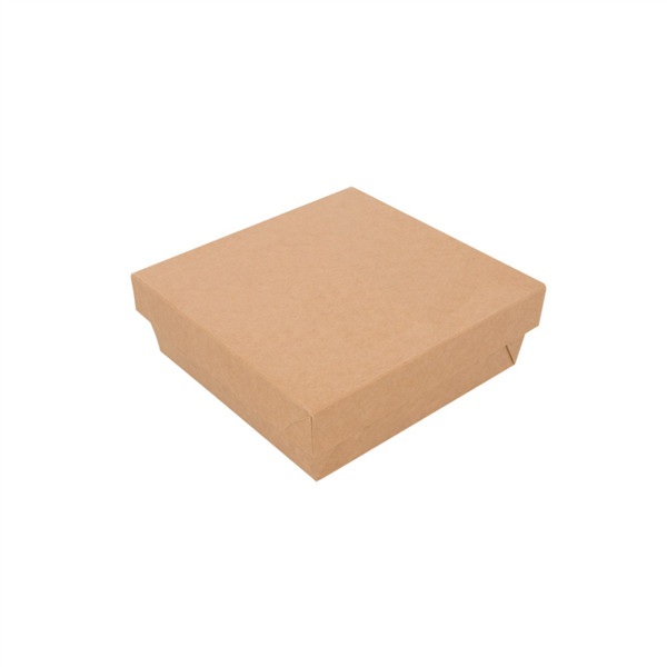 Boite salade carre carton kraft avec couvercle carton 12x12+5cm - vendu par 250