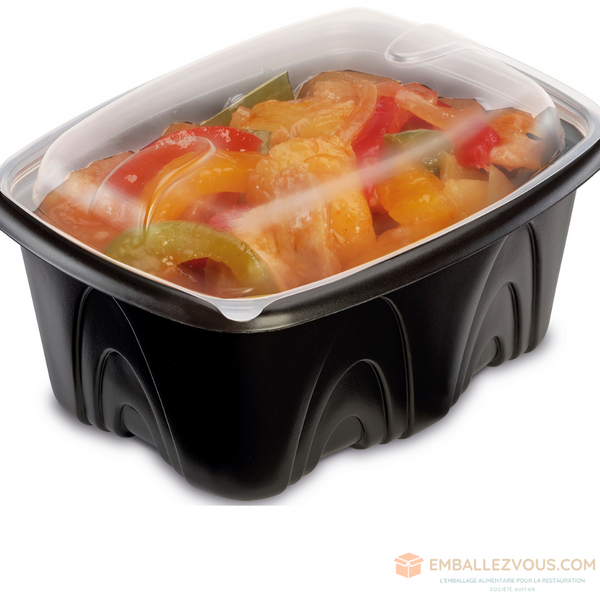 BARQUETTE AVEC COUVERCLE ARCHIPACK CHAUD RECTANGLE PLASTIQUE TRANSPARENT 500ML VENDU PAR 480 - BCKNP501