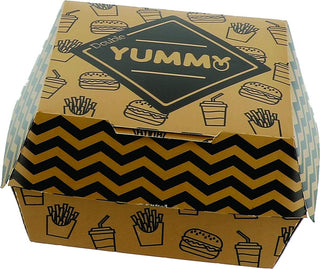 Boîte hamburger 12x12x7cm kraft YUMMY - vendu par 600 (PU 0,11€)