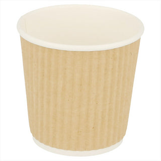 GOBELETS BOISSONS CHAUDES DOUBLE PAROI, ONDULÉ 120 ML 230 + 250 + 18 PE G/M2 Ø6,2/4,5x6 CM MARRON CARTON