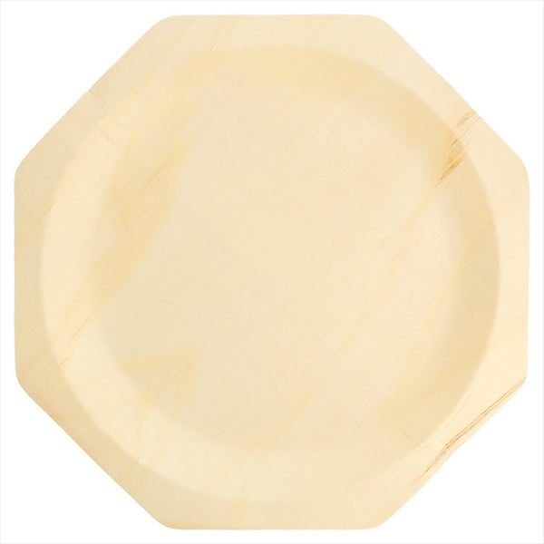 ASSIETTES OCTOGONALES 'WOOD' Ø 26x2,2 CM NATUREL BOIS - vendu par 50 unités (Prix unitaire = 0,54 euros)