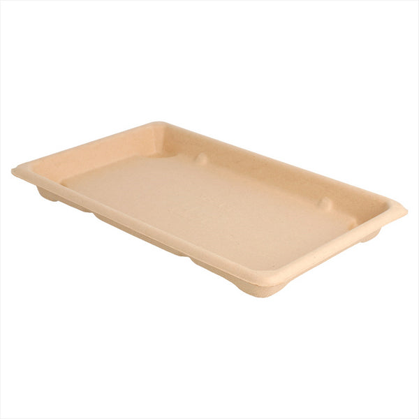 Boîtes sushi compostable et biodegradable 21,3x13,3x1,5cm naturel canne à sucre 