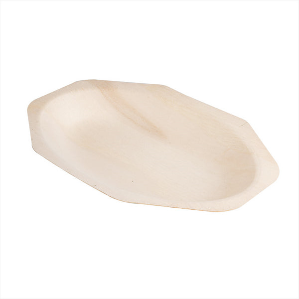 PLATEAUX OCTOGONALES 'WOOD' 20x13x2,5 CM NATUREL BOIS - vendu par 4x50 unités (Prix unitaire = 0,3 euros)