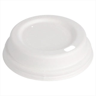Couvercles pour gobelets à café 240 ml compostable et biodegradable ø 85 mm blanc canne à sucre - carton de 1000