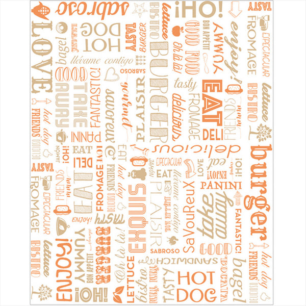 Emballages pour burgers 'parole' 28x34cm orange ingraissable - vendu par 1000 (PU 0,024€)