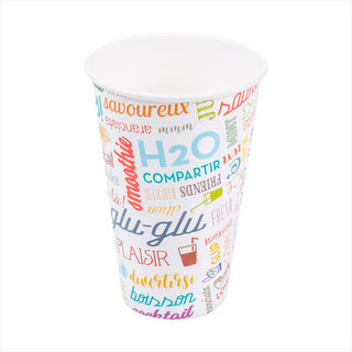 Gobelets 'parole' 12 oz - 360 ml 265 + 18 pe g/m2 ø8x12 cm blanc carton - carton de 2000 unités