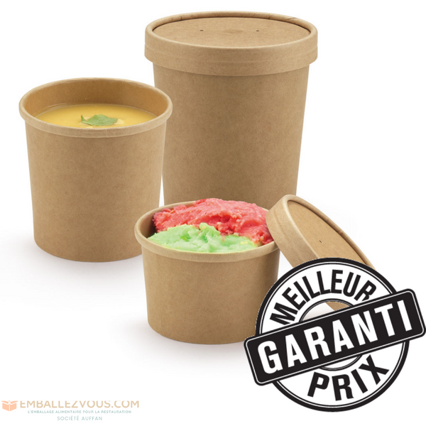 Pots à soupe carton renforcé brun - 1000ml - vendu par 500