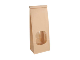 Sac auto-fermeture avec fenêtre 9+6x25cm naturel kraft et plastique OPP- vendu par 500 (PU 0,3€)