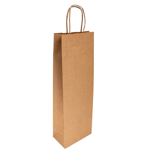 Sac avec anses 1 bouteille 14+8x40cm naturel kraft