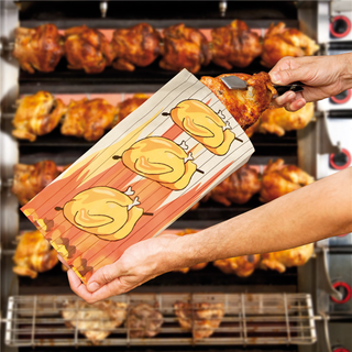 Sacs pour 1/2 poulet 13+7,5x28cm papier ingraissable blanc et plastique PP - vendu par 500