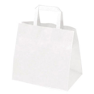 Sacs traiteur kraft blanc poignée plate 26+17x25cm