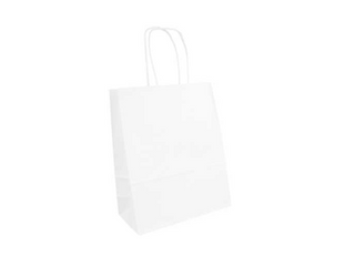 Sac papier kraft avec anses 18+8x21,5cm blanc cellulose - vendu par 250 (PU 0,12€)