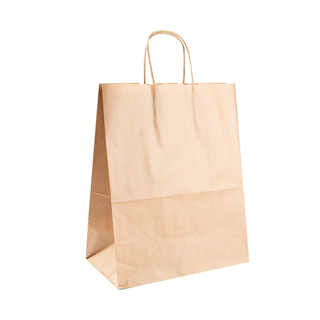 Sac papier kraft avec anses 26+14x32cm naturel kraft - vendu par 250 (PU 0,181€)