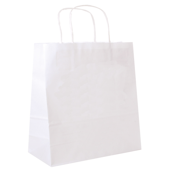 Sac papier kraft avec anses 32+16x31cm blanc cellulose - vendu par 250 (PU 0,223€)