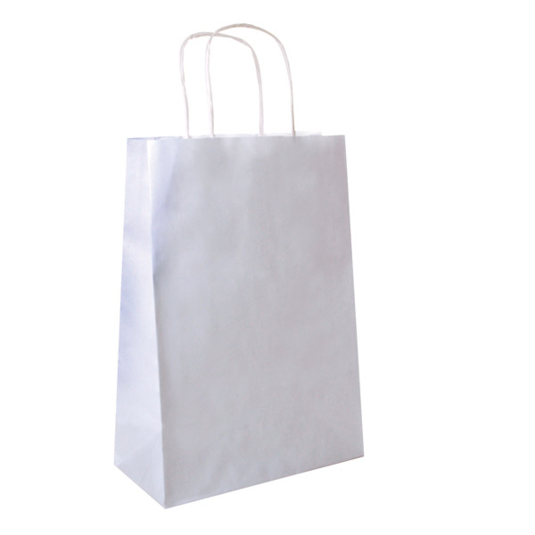 Sac papier kraft avec anses 32+16x43cm blanc cellulose - vendu par 250 (PU 0,266€)