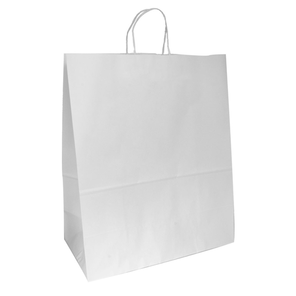Sac papier kraft avec anses 40+20x48cm blanc cellulose - vendu par 150 (PU 0,399€)