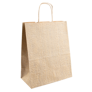 Sac papier kraft traiteur avec anses 'arpillera' 26+14x32cm naturel kraft - vendu par 250 (PU 0,204€)