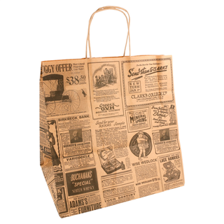 Sac papier kraft avec anses 'times' 26+20x27cm naturel kraft - vendu par 250 (PU 0,227€)