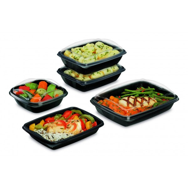 BOITE AVEC COUVERCLE DELIVERIPACK CHAUD PLASTIQUE NOIR ET TRANSPARENT 750ML VENDU PAR 360 - TA751NP