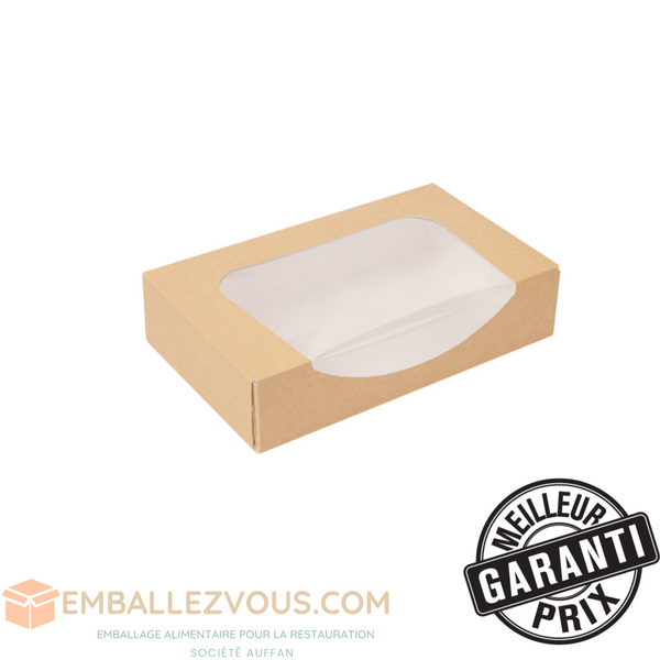 Récipient sushi + fenêtre 19,7x12+4,5(h) cm carton ondulé nano-micro THEPACK BIODEGRADABLE- vendu par 400 (PU 0,20€)