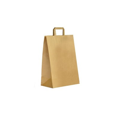 Sac papier kraft avec anses 18+8x21,5cm naturel kraft - vendu par 250 (PU 0,12€)
