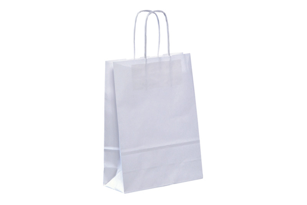 Sac papier kraft avec anses 20+10x29cm blanc cellulose - vendu par 250 (PU 0,148€)