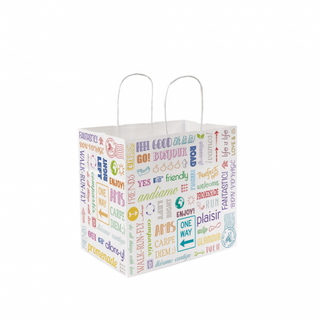 Sac papier kraft avec anses 'parole' 32+21x28,5cm blanc cellulose - vendu par 250 (PU 0,265€)