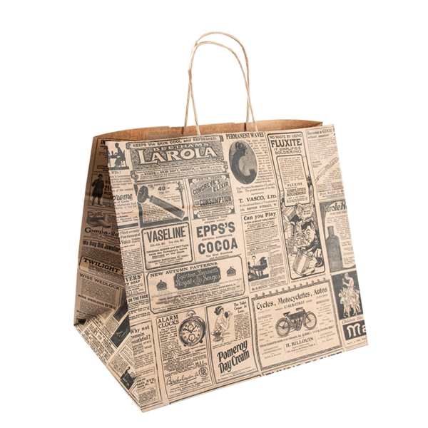 Sac papier kraft avec anses 'times' 36+21x33,5cm naturel kraft - vendu par 250 (PU 0,271€)