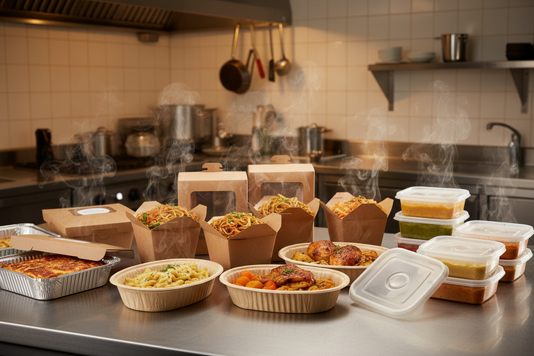 Barquettes pour plats chauds : comparatif matières (kraft, bagasse, PP, alu)