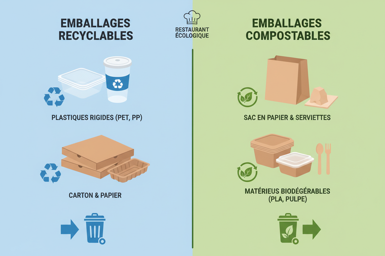 Recyclable ou compostable : que choisir pour la vente à emporter ? (Guide 2025)