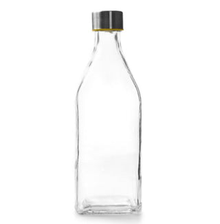 DESTOCKAGE / BOUTEILLE + BOUCHON ACIER WAKI GLASS 1 L Ø 8,8x25,8 CM TRANSPARENT VERRE (12 UNITES)