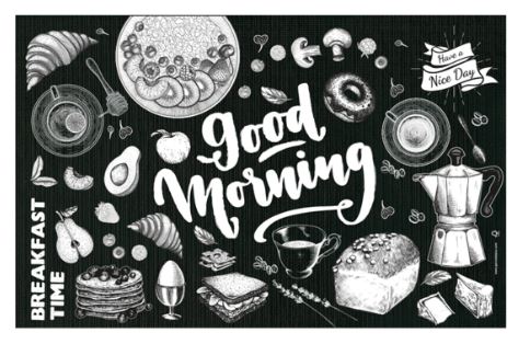 SETS DE TABLE 'GOOD MORNING' 120 G/M2 24,5x38,5 CM NOIR/BLANC CELLULOSE (1000 UNITÉS)