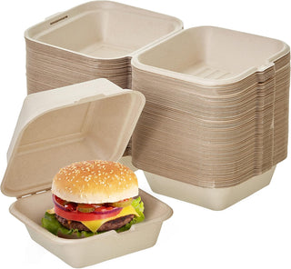 Coque Burger Biodégradable 152x147+82 mm – Canne à Sucre | Lot de 500