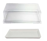 Boîte à Cake Transparente plateau canne à sucre blanc (sans PFAS) et son couvercle PET