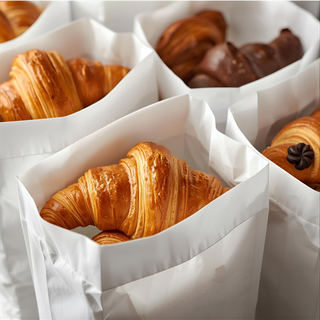 Sachet croissant / viennoiseries kraft BRUN ou BLANC / 7 tailles vendu par 1000 unités.