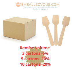 Petites cuillères à glace en bois 9.5cm - carton de 5000