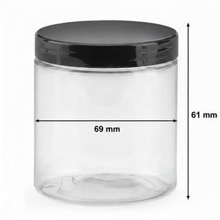 Bocal plastique à couvercle PET 180 ml Ø 69 mm H 61 mm + couvercle réutilisable - carton de 378