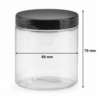Bocal plastique à couvercle PET 250ml Ø 69 mm H 79 mm + couvercle réutilisable - carton de 294