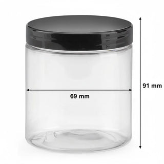Bocal plastique à couvercle PET 300 ml Ø 69 mm H 91 mm + couvercle réutilisable - carton de 234