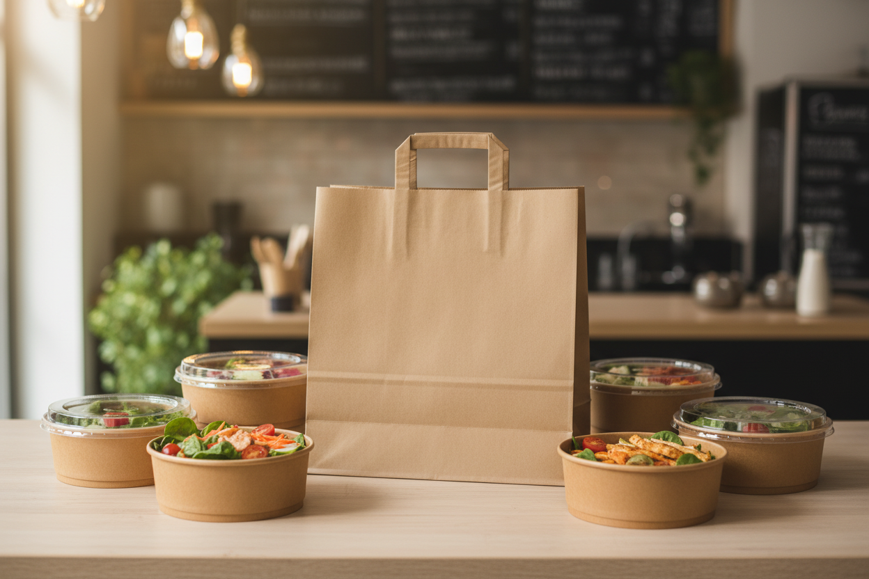 Sac papier et bols salade