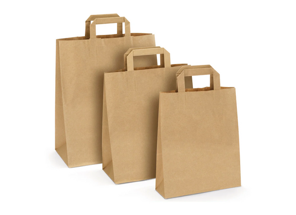 Sac papier kraft brun poignée plate 32+16x35 cm - vendu par 250
