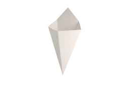 CORNETS FRITES 'THEPACK' 250 G 230 G/M2 15,7x26,8 CM BLANC CARTON ONDULÉ NANO-MICRO (1200 UNITÉ)