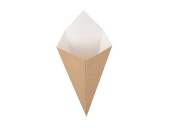 CORNETS FRITES 'THEPACK' 100 G 220 G/M2 12,8x21,7 CM NATUREL CARTON ONDULÉ NANO-MICRO (1600 UNITÉ)