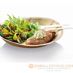 Assiettes rondes feuille de palmier ø 26x2,5cm naturel - carton de 25 - ref 5041-100