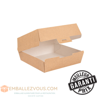 Boîtes pour hamburger haut 14,2x13,7+6,1(h) cm carton ondulé THEPACK BIODEGRADABLE - vendu par 500 (PU 0,15€)