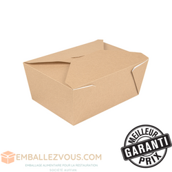 Boîte américaine micro-ondable carton ondulé 2880 ml ingraissable biodegradable 19,8x14x9 cm thepack - vendu par 200 (pu 0,41€)