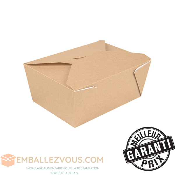 Boîte américaine micro-ondable carton ondulé 2880ml ingraissable BIODEGRADABLE 19,8x14x9 cm THEPACK - vendu par 200 (PU 0,41€)