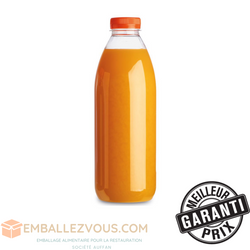 Bouteilles transparentes à bouchons orange pour jus de fruits 1000 ml - vendu par 74.