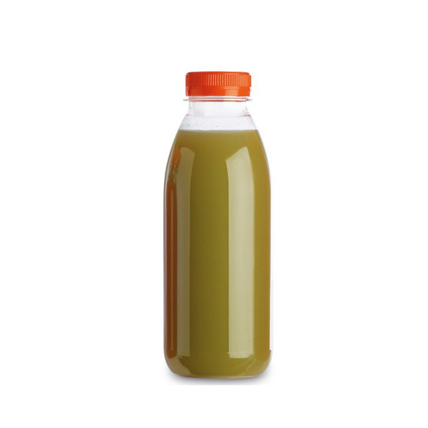 Bouteilles transparentes à bouchon orange pour jus de fruits 50 cl - vendu par 145