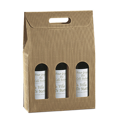 Coffret 3 bouteilles 27x9x34cm naturel kraft - carton de 30